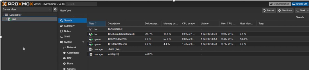 Configuration VM Proxmox